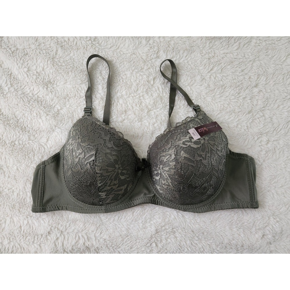 Sofra Intimates Lace Underwire Bra Olive Green Floral Padded 40C NWT BR4452L